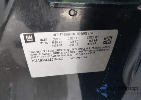 2014 Cadillac Cts Luxury из США, поврежденный, VIN 1G6AR5SX0E0162030